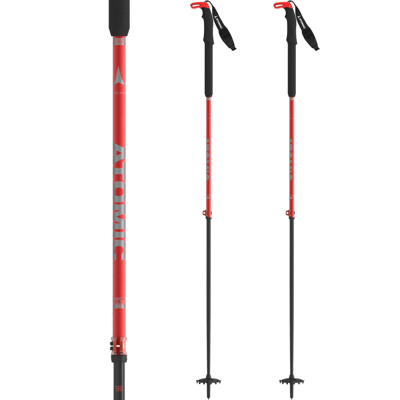 Atomic BCT Touring Carbon SQS Poles Red/grey 2 Atomic BCT Touring Carbon SQS Poles Red/grey - immagine 2
